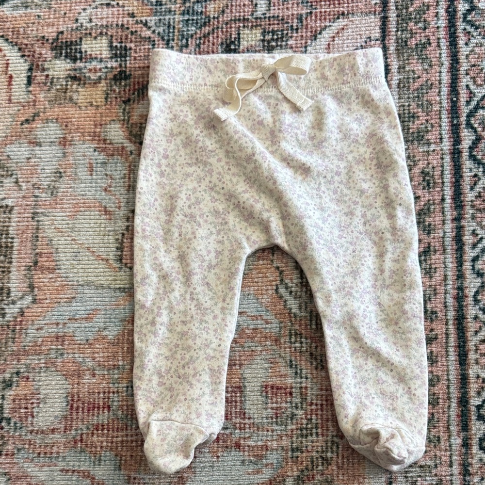 Jamie Kay Cream Lavender Floral Footie Pants